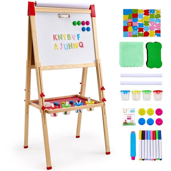 VEVOR Chevalet art enfants, double face, bois 3-en-1, accessoires peinture. VEVOR Chevalet art enfants, double face, bois 3-en-1, accessoires peinture.