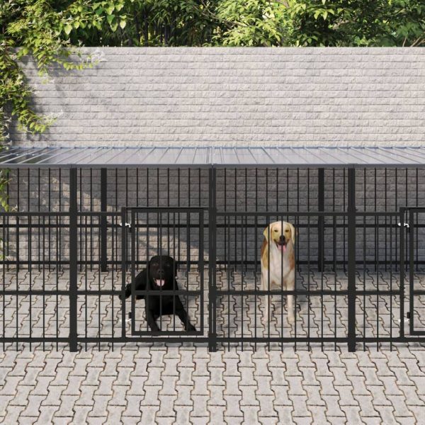 Chenil d’extérieur avec toit pour chiens Acier 11,26 m² vidaXL 3124669