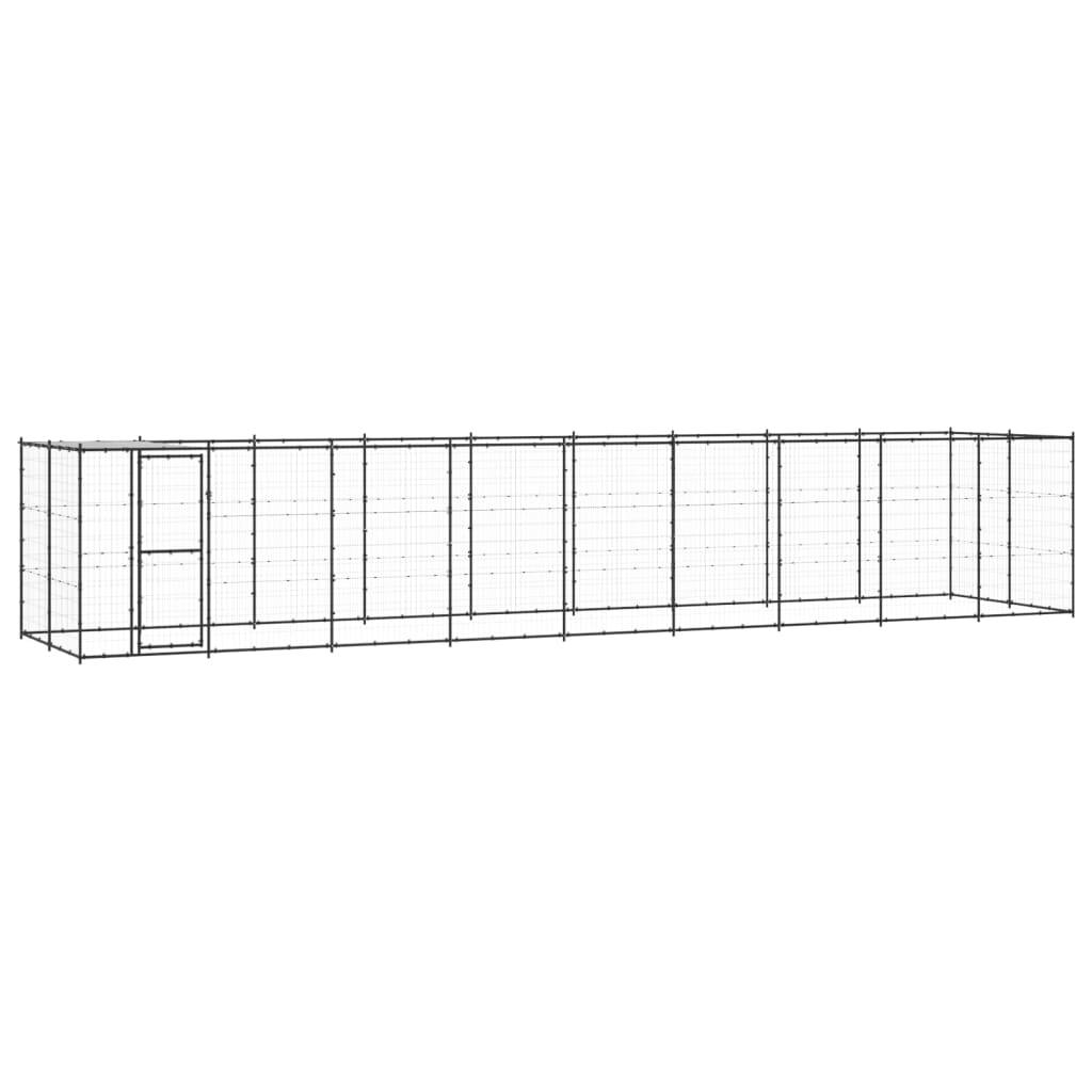 Chenil extérieur Acier thermolaqué avec Toit pour Chien 21,78 m² Noir – ComfortXL Outdoor Living