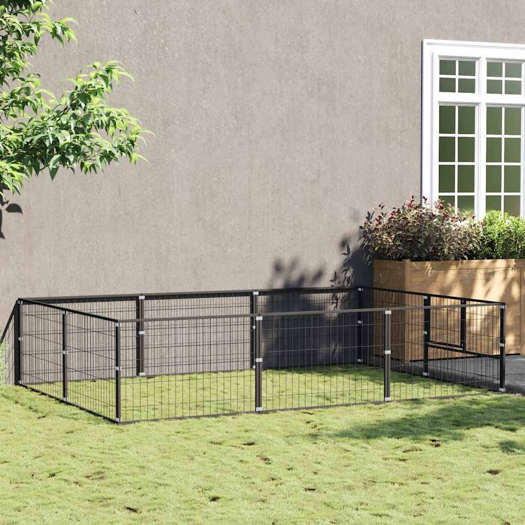 Chenil Noir 6 m² Acier vidaXL 3082110