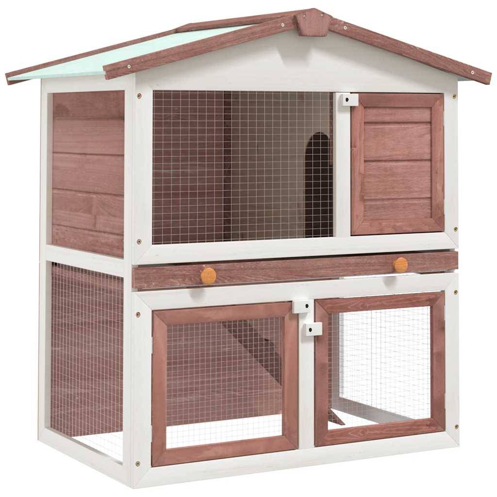 Clapier d'extérieur 3 portes Marron Bois vidaXL 170838