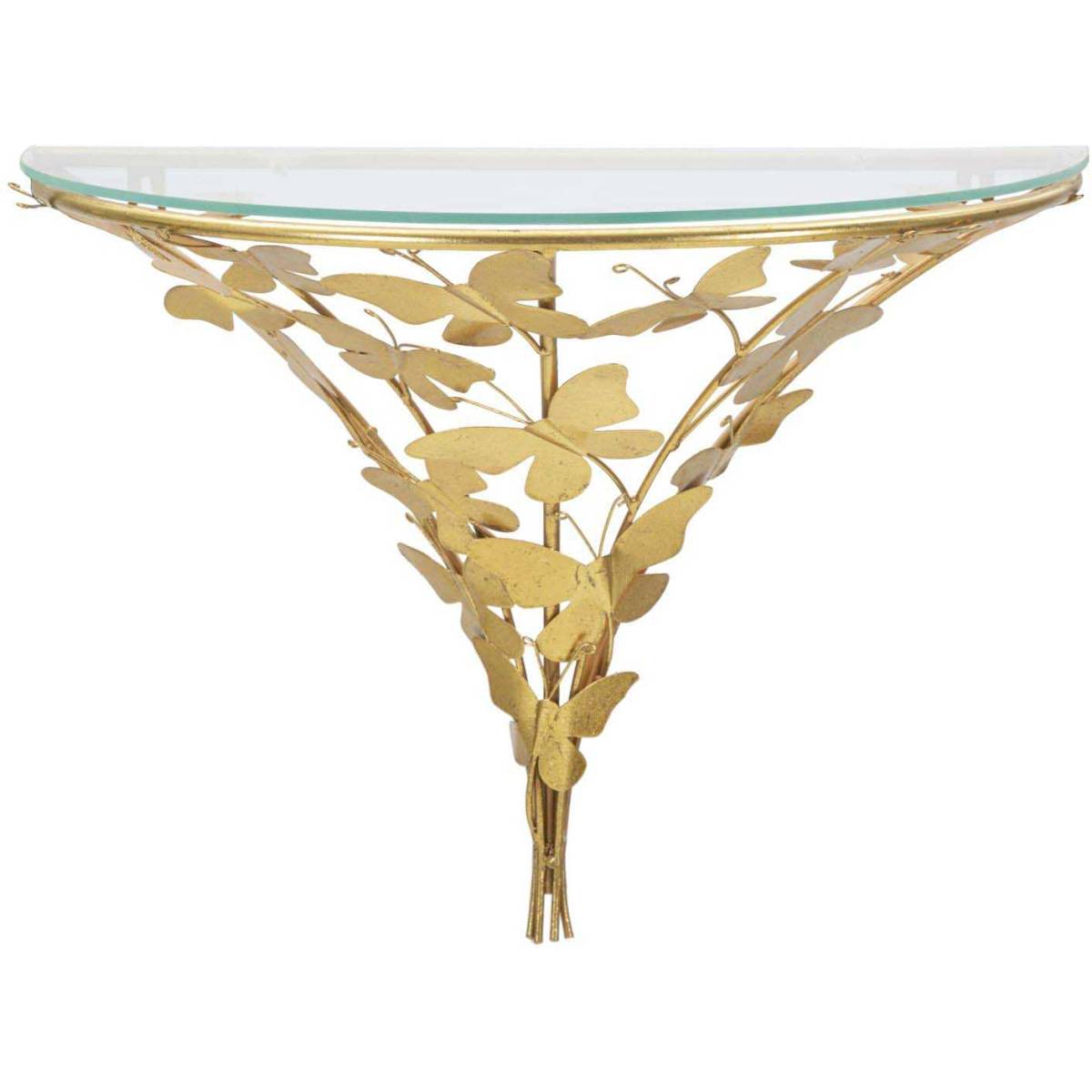 Chevet en métal et verre Butterflies 44.5 x 24.5 x 34.5 cm
