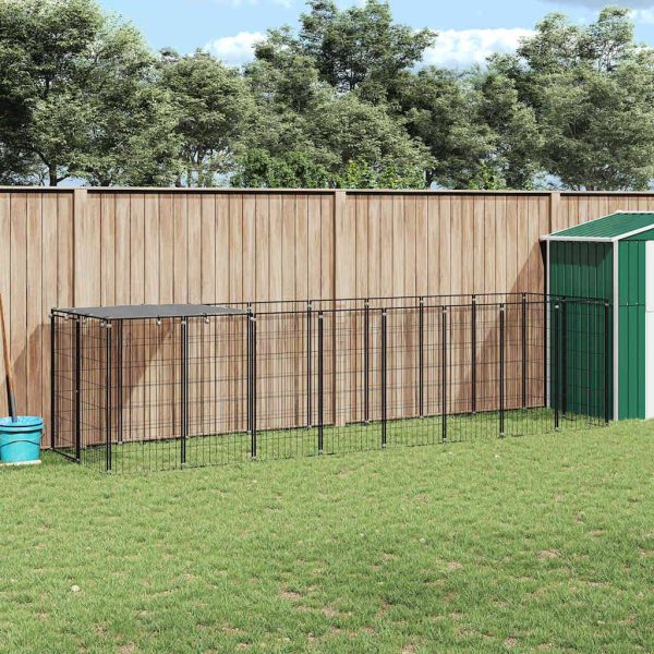 Chenil Noir 4,84 m² Acier vidaXL 3082200 Chenil Noir 4,84 m² Acier vidaXL 3082200