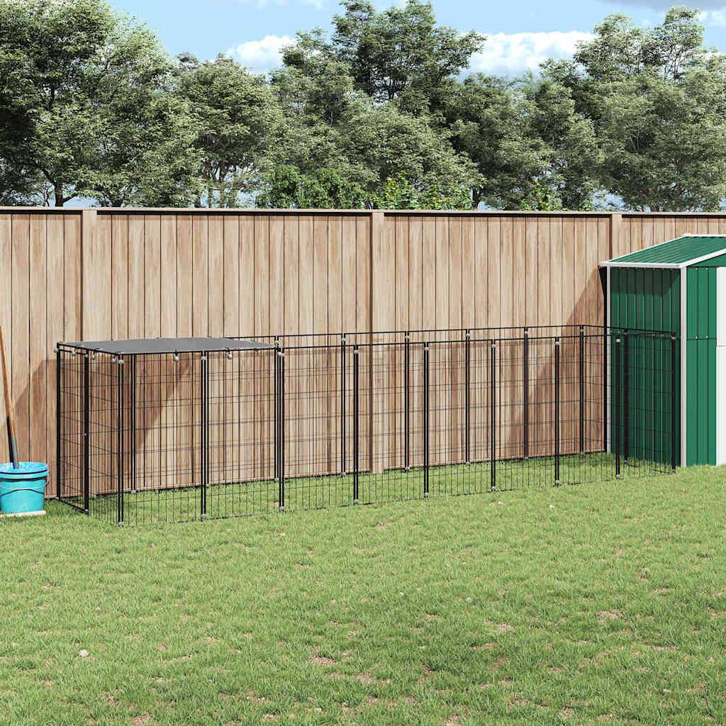 Chenil Noir 4,84 m² Acier vidaXL 3082200