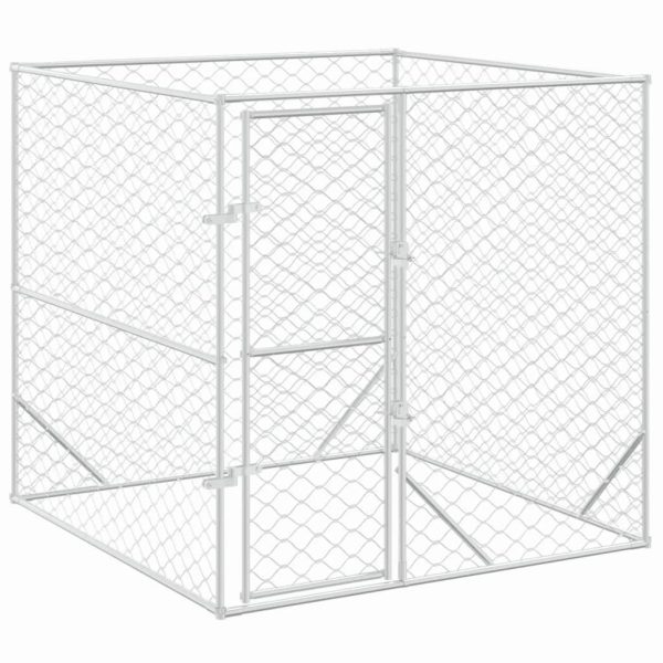 Chenil d’extérieur – Cage d’extérieur – Chenil de jardin pour chiens argenté 2x2x2 m acier galvanisé