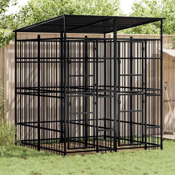 Chenil d’extérieur avec toit pour chiens Acier 3,69 m² vidaXL 3097947 Chenil d’extérieur avec toit pour chiens Acier 3,69 m² vidaXL 3097947