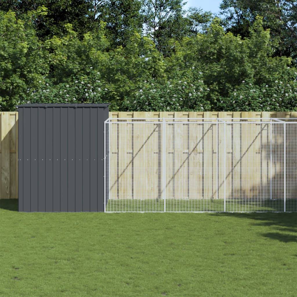 Chenil avec enclos acier galvanisé jardin anthracite 214x865x181 cm – ComfortXL Pet Living