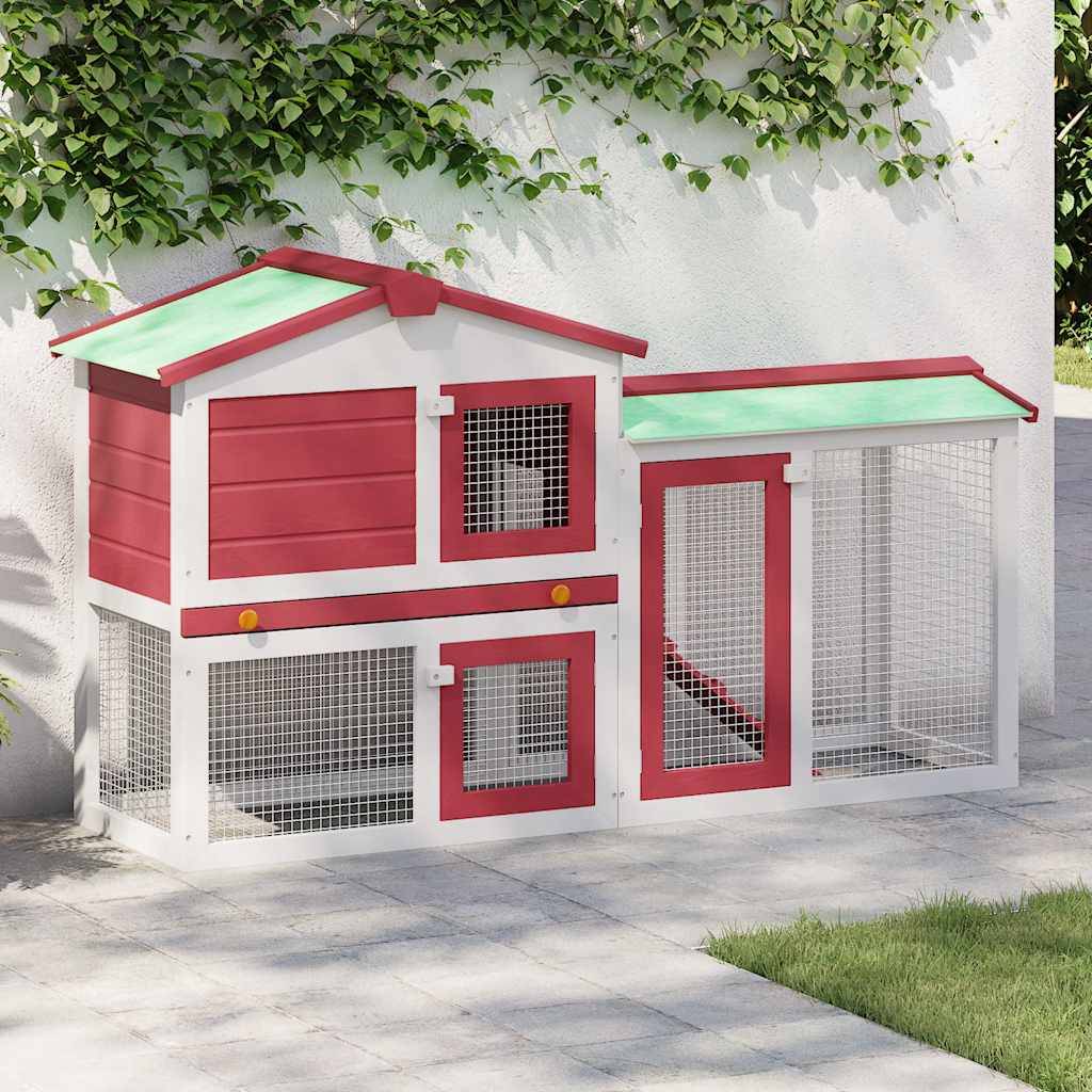 Clapier extérieur en bois 2 niveaux pour jardin Rouge et Blanc 145cm – ComfortXL Outdoor Living