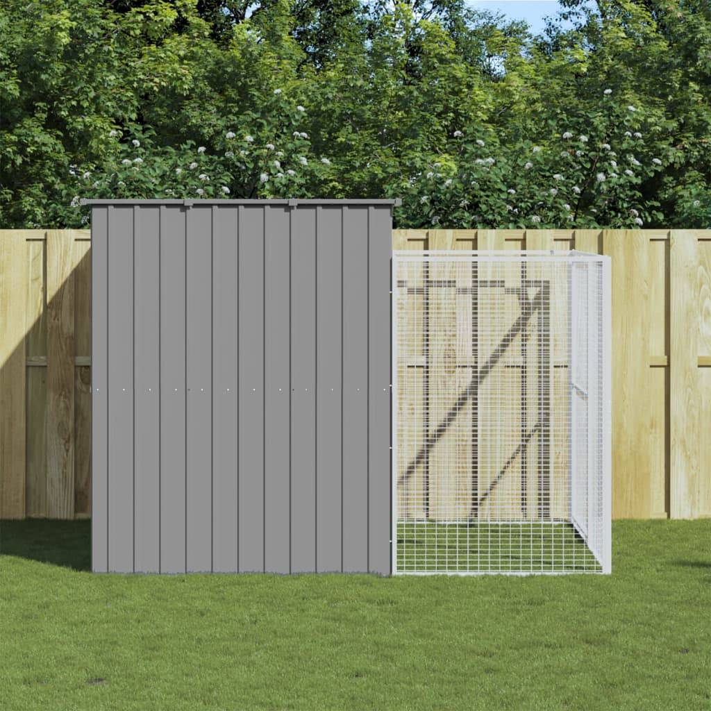 Chenil avec enclos acier galvanisé jardin gris clair 214x253x181 cm – ComfortXL Pet Living