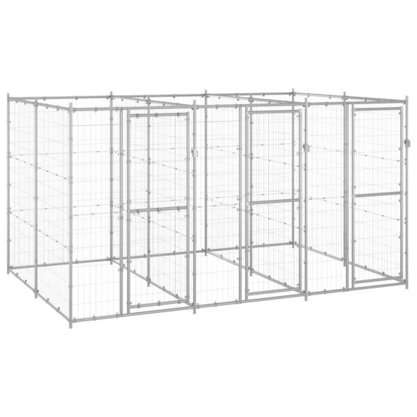 Chenil extérieur cage enclos parc animaux chien extérieur acier galvanisé 7,26 m²