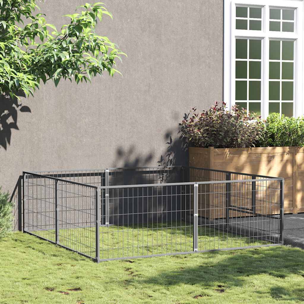 Chenil Argenté 4 m² Acier vidaXL 3082118