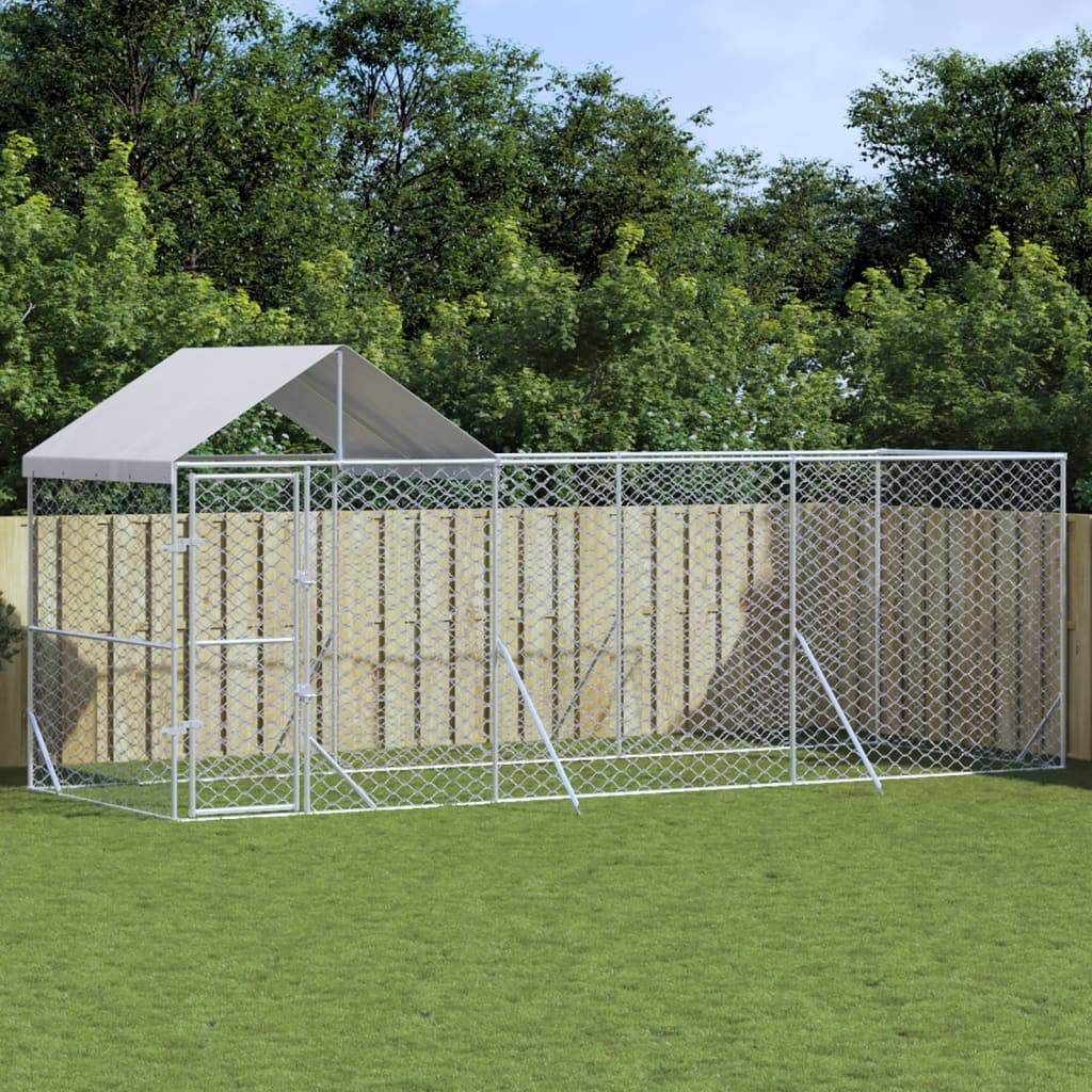 Chenil extérieur pour chien en acier galvanisé avec toit pour jardin 6x2x2,5 m – ComfortXL Outdoor Living