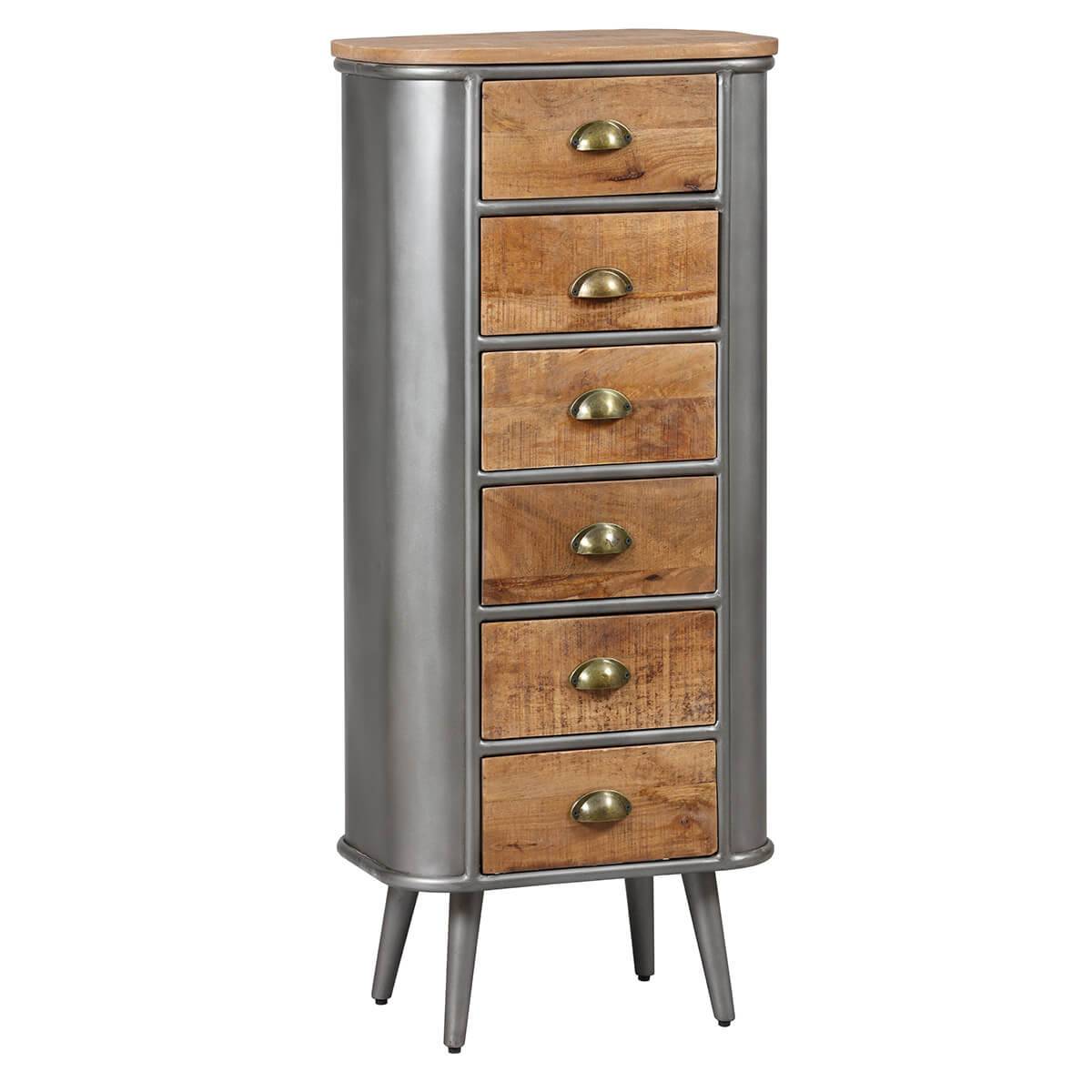 Chiffonnier 6 Tiroirs Bois et Acier Patiné - PALISSO