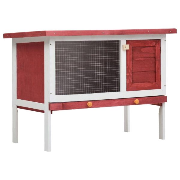 Clapier à lapin extérieur en bois 1 niveau pour jardin Rouge 90cm – ComfortXL Outdoor Living
