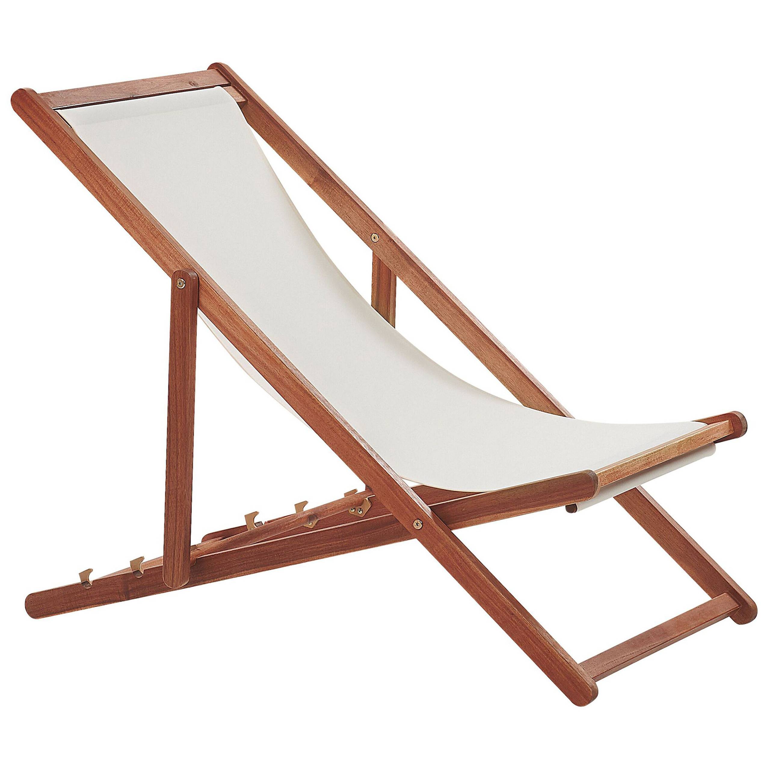 Chilienne en Bois Acacia Foncé Transat Réglable et Pliant avec 2 Tissus de Remplacement Blanc Cassé Motif Tendance Hamac Bain de soleil