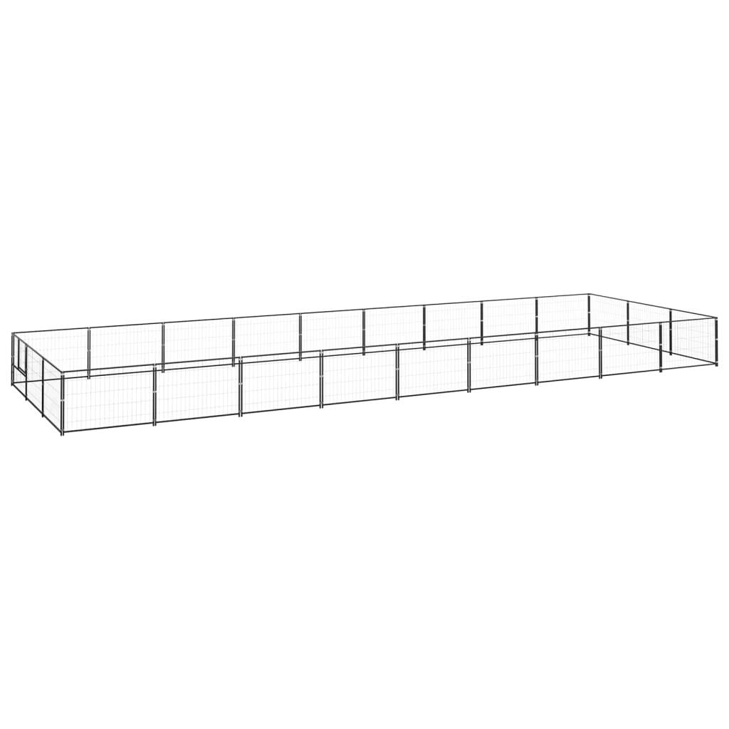 Chenil Chien Extérieur Acier Robuste Parc de Jeu pour Jardin Noir 27 m² – ComfortXL Outdoor Living