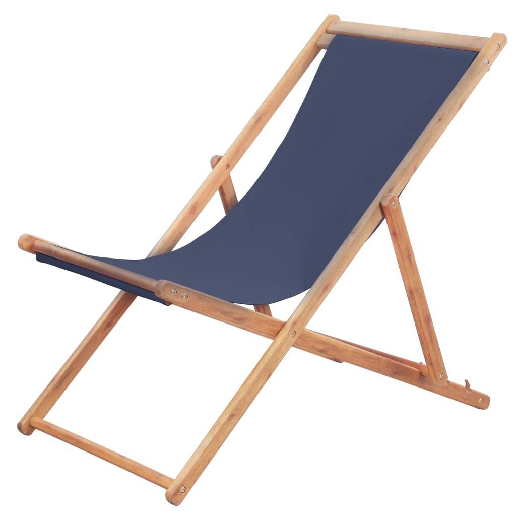 Chilienne de Jardin Pliable en Bois d'Eucalyptus et Tissu Réglable 3 Positions Bleu – ComfortXL Outdoor Living