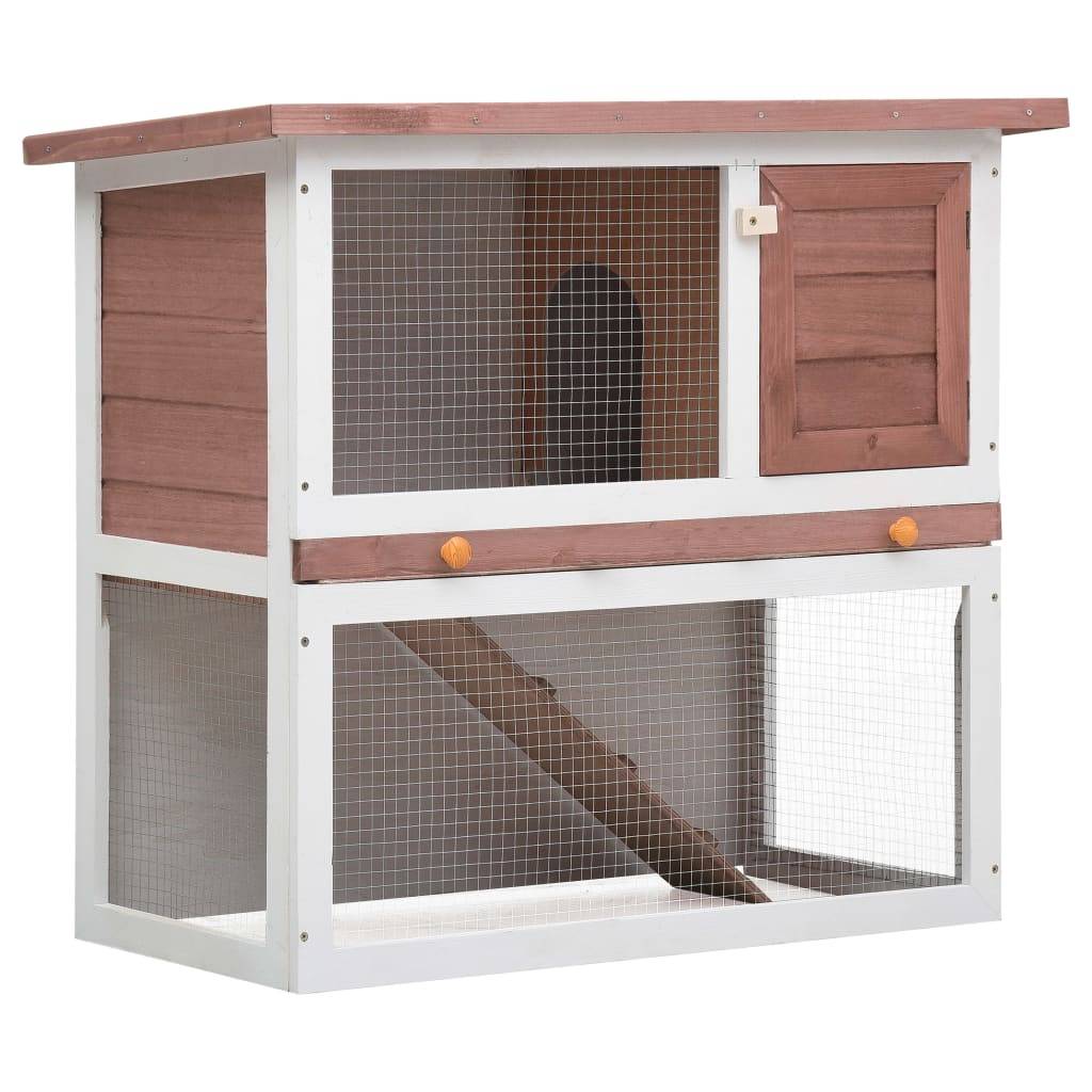 Clapier à lapin en bois avec rampe d'accès pour jardin Marron 90cm – ComfortXL Outdoor Living