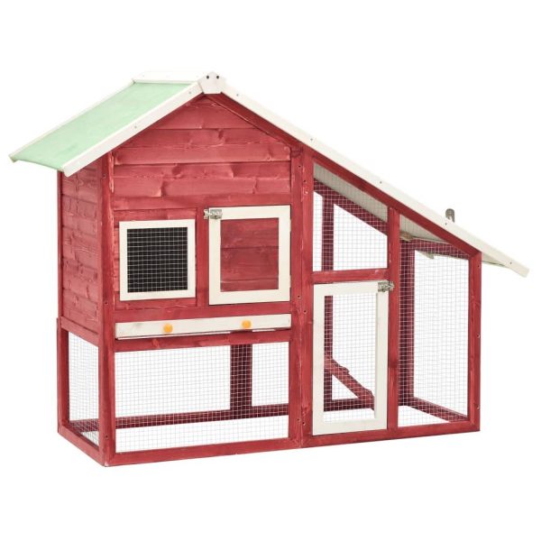 Clapier Rouge et blanc 140x63x120 cm Bois de sapin massif vidaXL 170871 Clapier Rouge et blanc 140x63x120 cm Bois de sapin massif vidaXL 170871