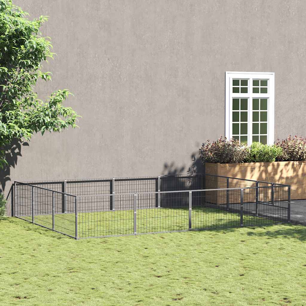Chenil Argenté 12 m² Acier vidaXL 3082136