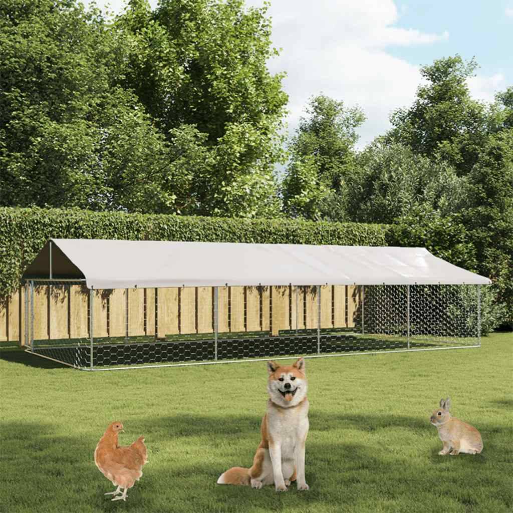 Chenil géant 6x3m acier galvanisé avec toit pour éleveur ou refuge – ComfortXL Outdoor Living