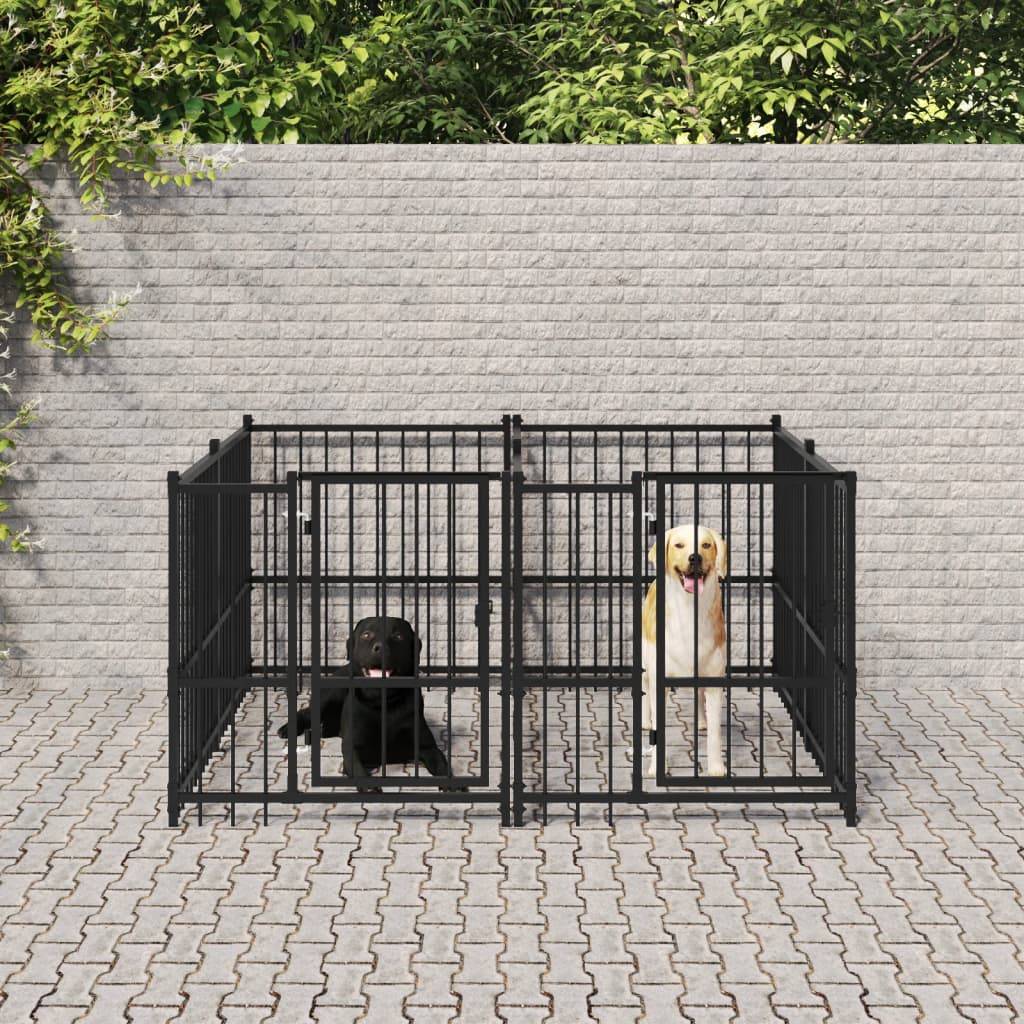 Chenil d'extérieur pour chiens Acier 3,75 m² vidaXL 3124579