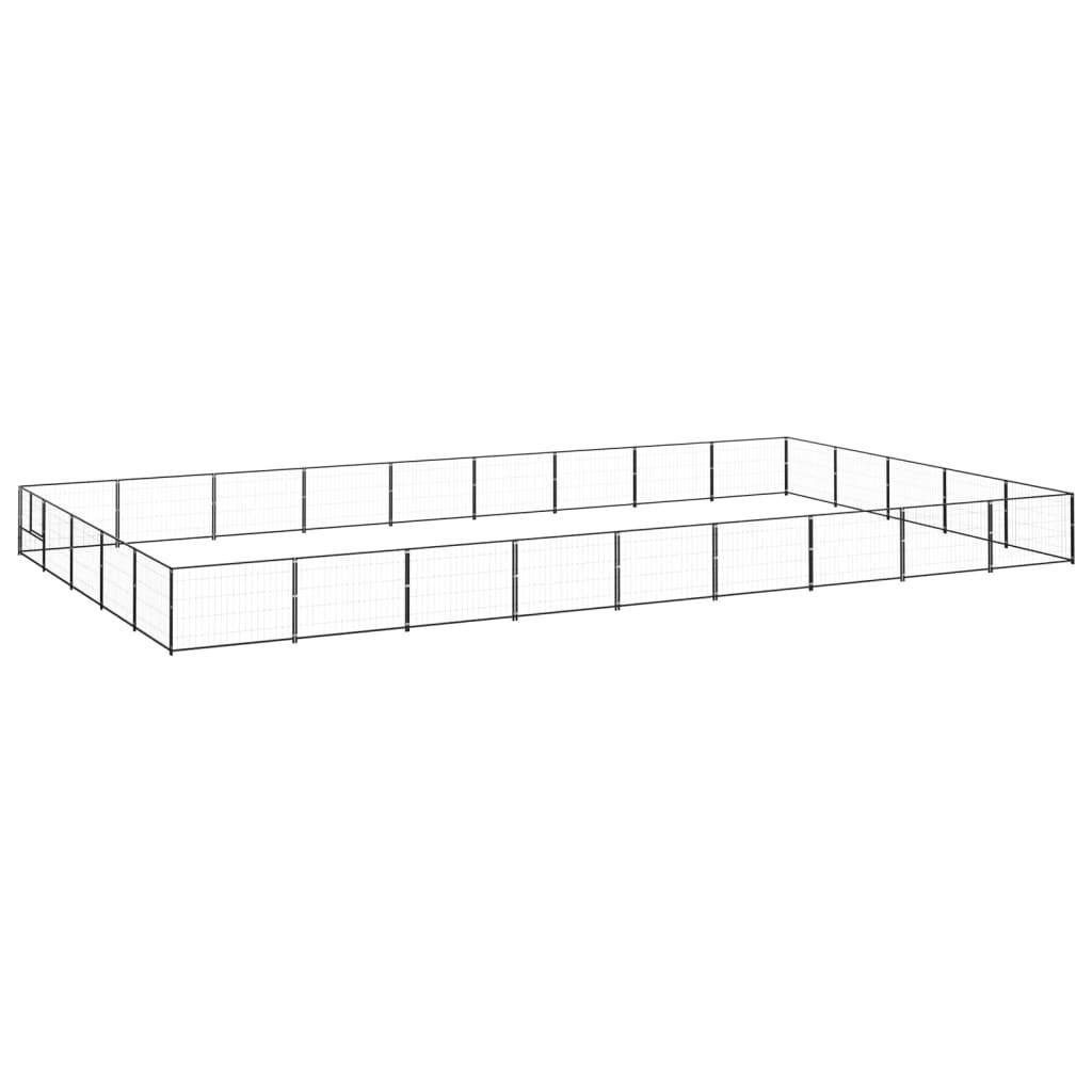 Chenil extérieur cage enclos parc animaux chien noir 45 m² acier