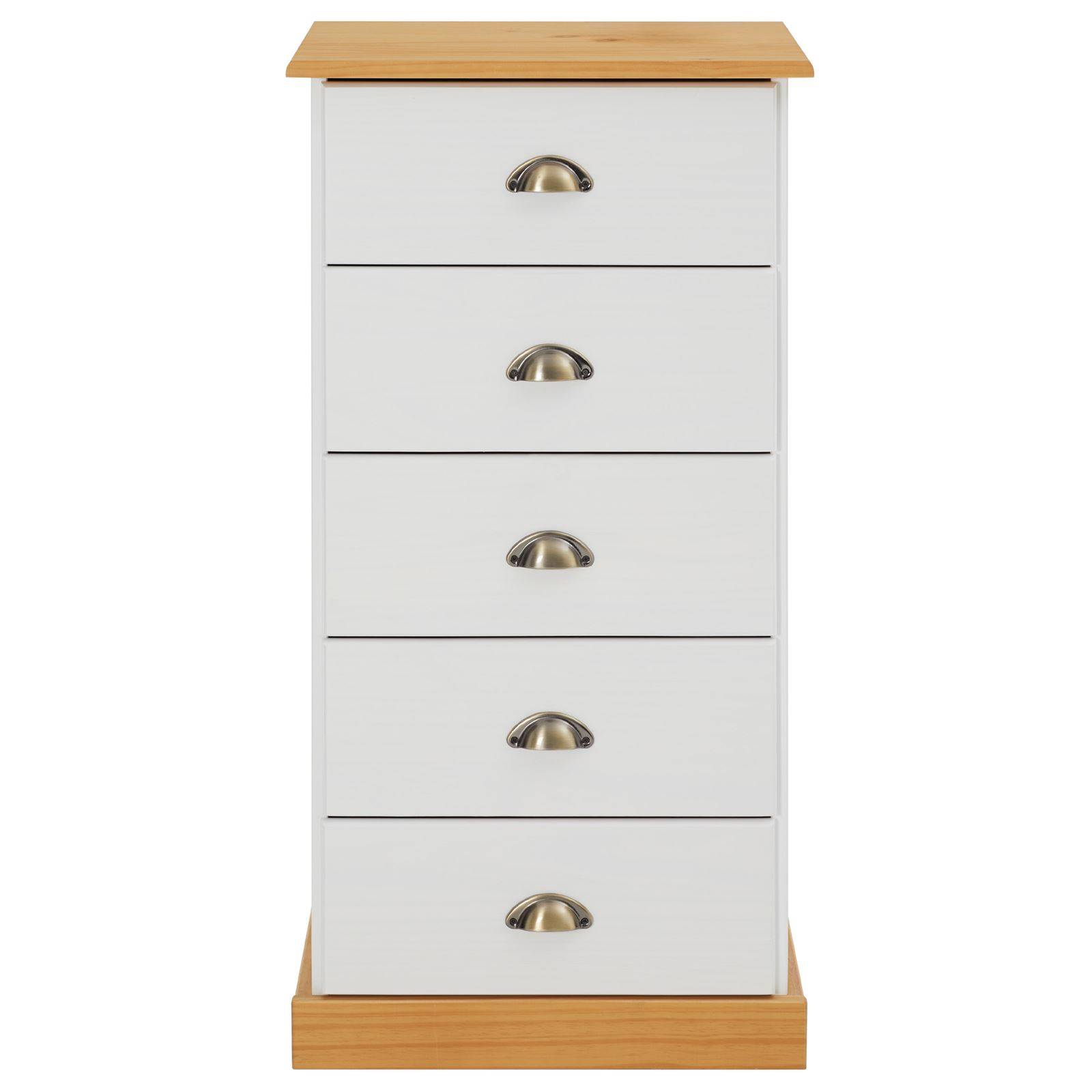 Chiffonnier PARIS L 48 cm en pin massif - Blanc et brun