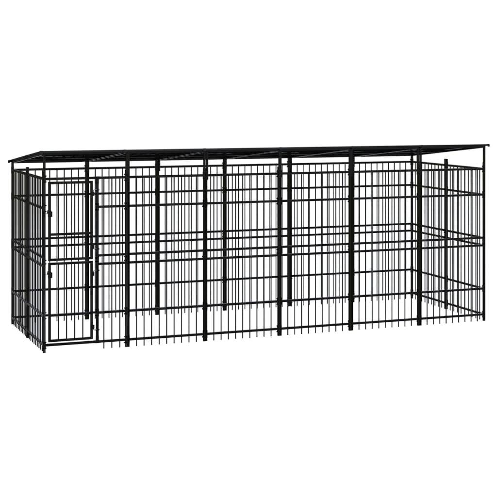 Chenil d'extérieur avec toit pour chiens Acier 11,06 m² vidaXL 3097969