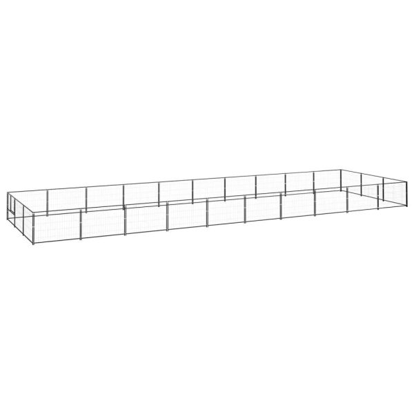 Chenil extérieur cage enclos parc animaux chien noir 30 m² acier