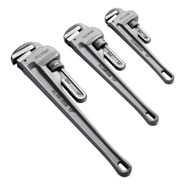 VEVOR Clé serre tubes 3 pcs 24,5/32/46 cm, aluminium. VEVOR Clé serre tubes 3 pcs 24,5/32/46 cm, aluminium.