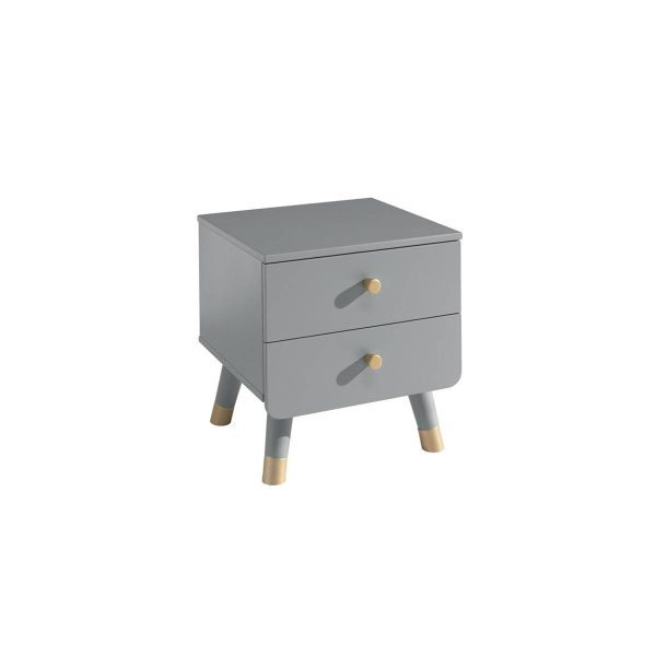 Chevet 2 Tiroirs Gris et Gold – TINY GREY Chevet 2 Tiroirs Gris et Gold – TINY GREY