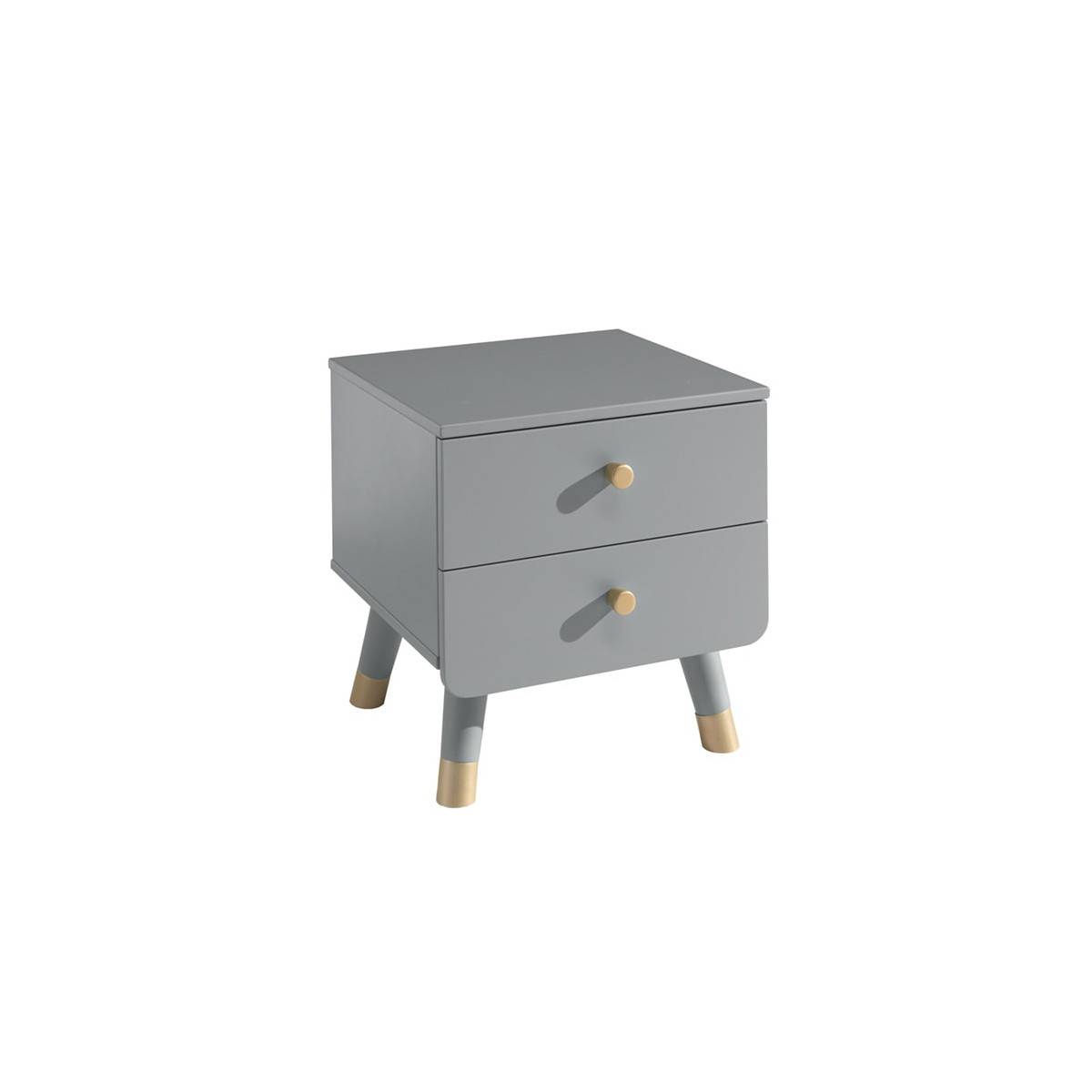 Chevet 2 Tiroirs Gris et Gold - TINY GREY