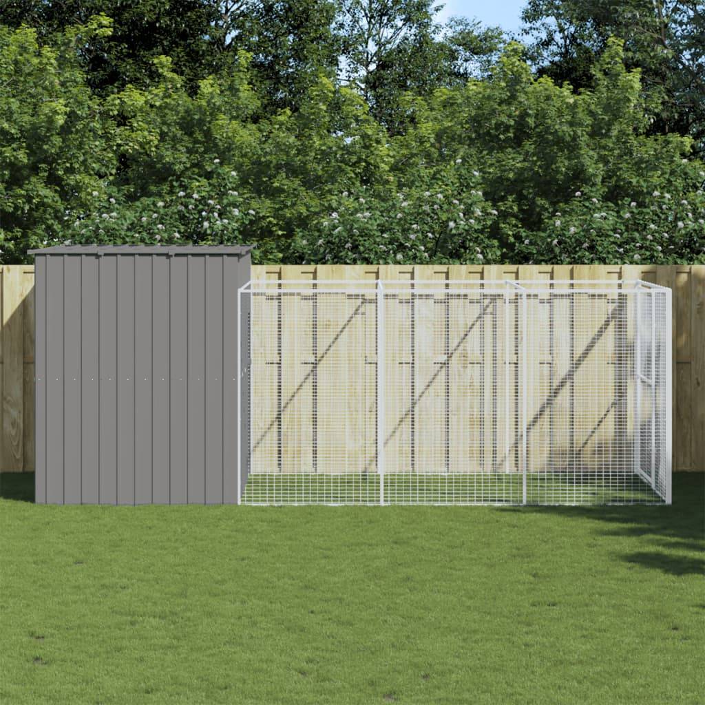 Chenil avec enclos acier galvanisé jardin gris clair 214x457x181 cm – ComfortXL Pet Living