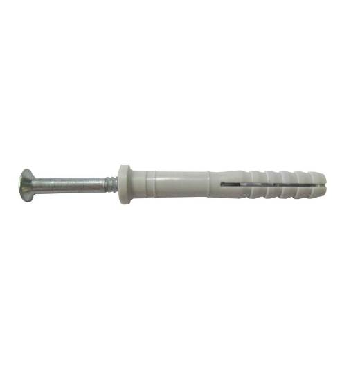 Cheville Tap-Vis tête plate à frapper à collerette plate - 6x40 Bte 100 - ING FIXATIONS - A270080