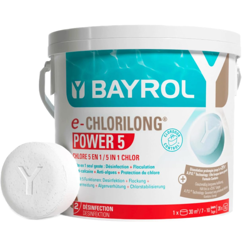Chlore multifonctions Bayrol Chlorilong Power 5 fonctions - 10 kg