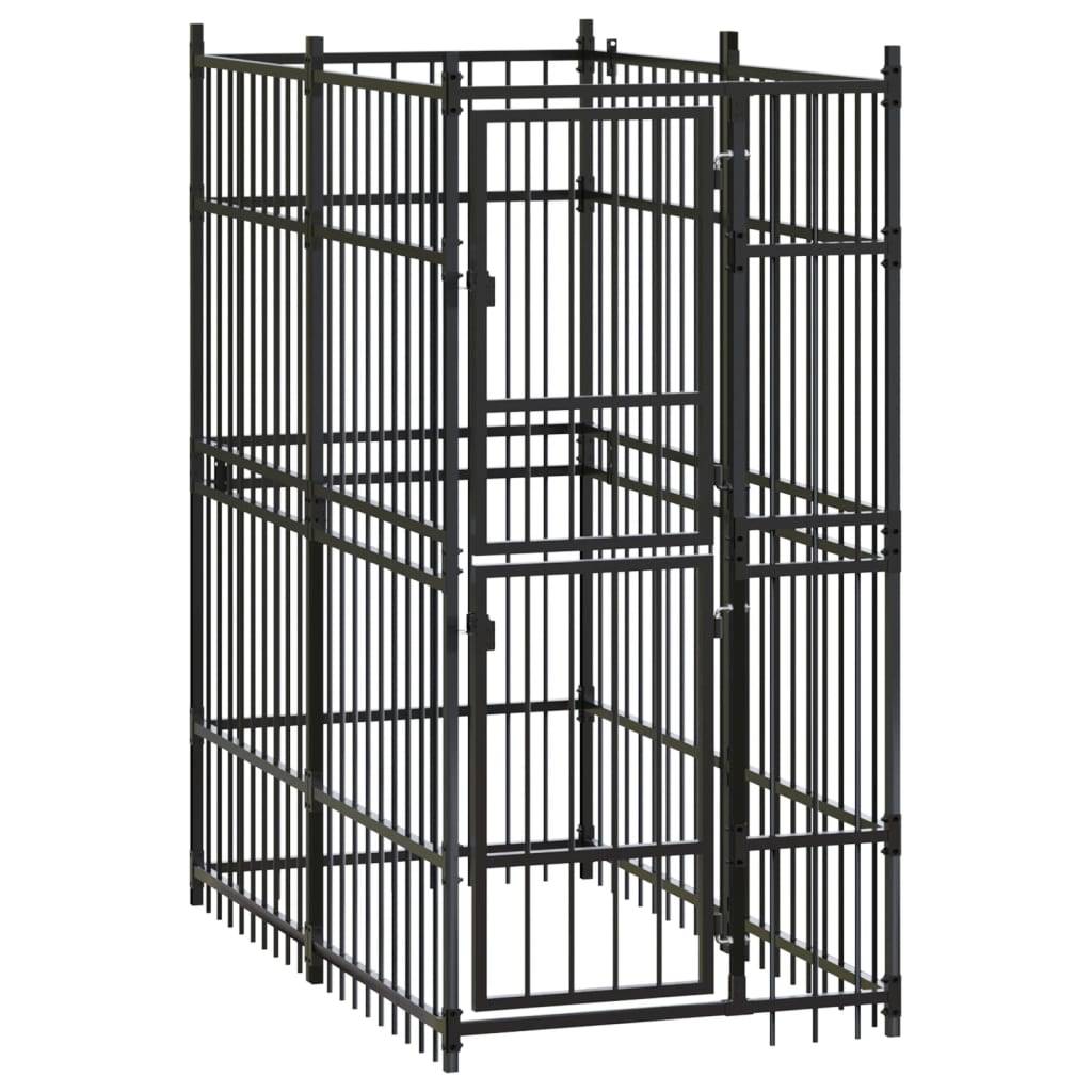 Chenil d'extérieur robuste en acier pour chien 1,84 m² pour jardin Noir – ComfortXL Outdoor Living