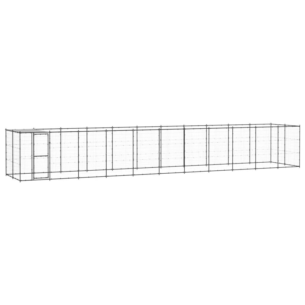 Chenil extérieur Acier thermolaqué avec Toit pour Chien 26,62 m² Noir – ComfortXL Outdoor Living
