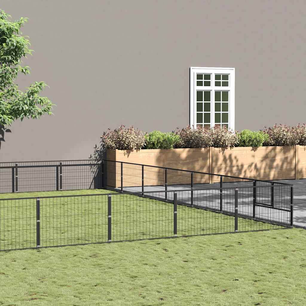 Chenil Noir 56 m² Acier vidaXL 3082180