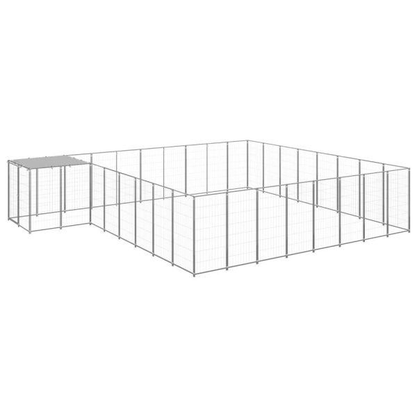Chenil extérieur cage enclos parc animaux chien argenté 20,57 m² acier Chenil extérieur cage enclos parc animaux chien argenté 20,57 m² acier