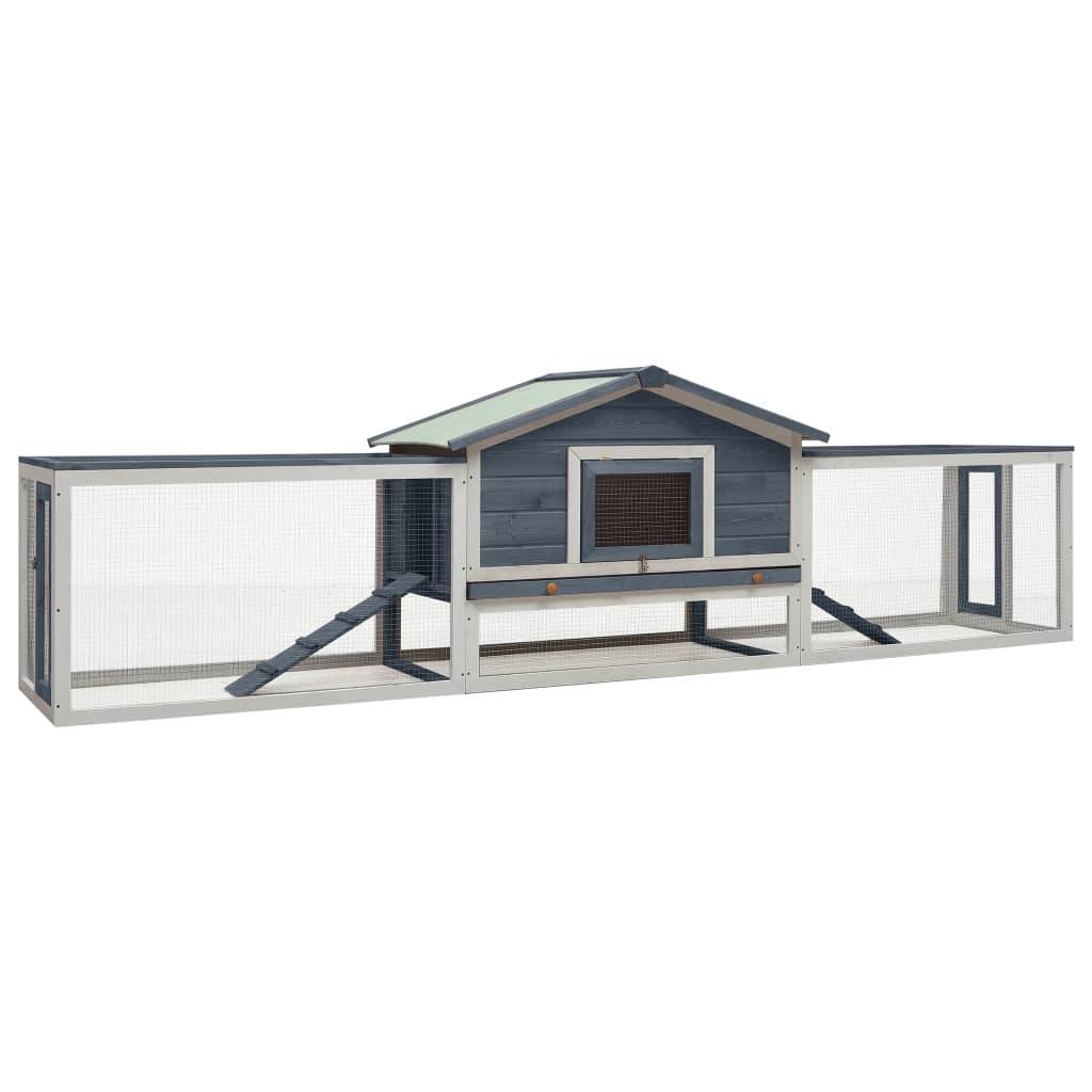 Clapier Gris 310x70x87 cm Pin massif et sapin vidaXL 170858