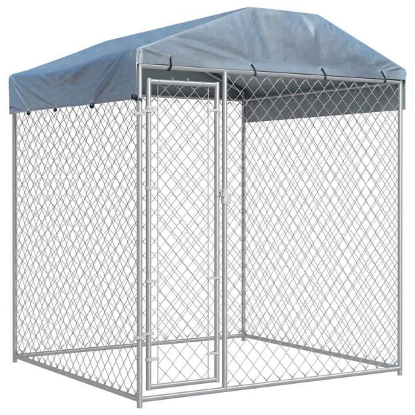 Chenil carré avec toit pour chien en acier galvanisé 193x193x225 cm – ComfortXL Outdoor Living