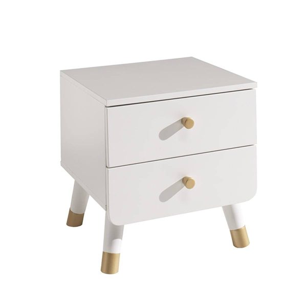 Chevet 2 Tiroirs Blanc et Gold – TINY WHITE Chevet 2 Tiroirs Blanc et Gold – TINY WHITE