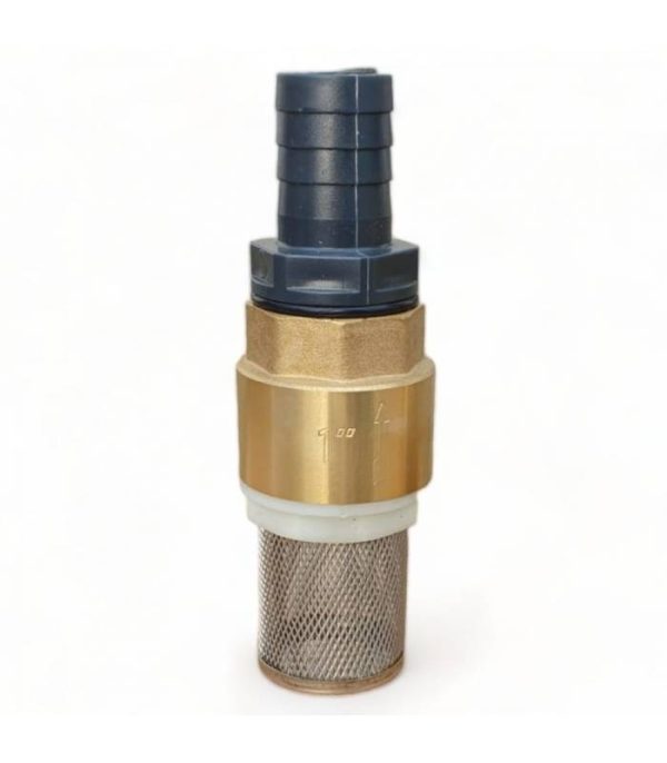 Clapet anti retour en laiton avec crépine et manchette, pour pompe – 1 pouce (25 mm) Clapet anti retour en laiton avec crépine et manchette, pour pompe – 1 pouce (25 mm)