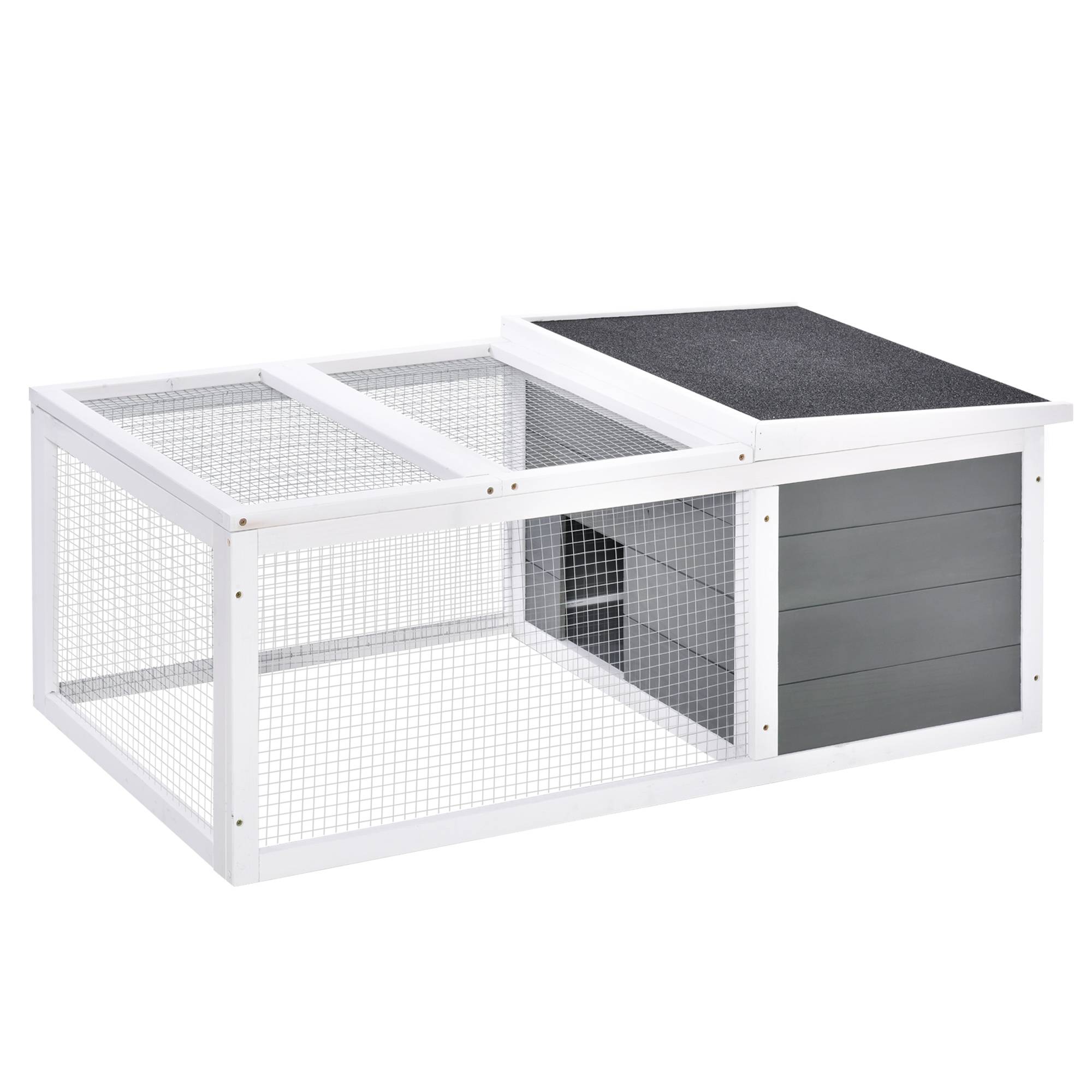 Clapier cage lapin bois métal intérieur extérieur toit imperméable 115x66x47cm gris - ComfortXL Outdoor Living