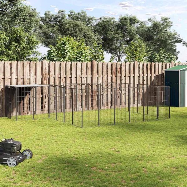 Chenil Noir 12,1 m² Acier vidaXL 3082213