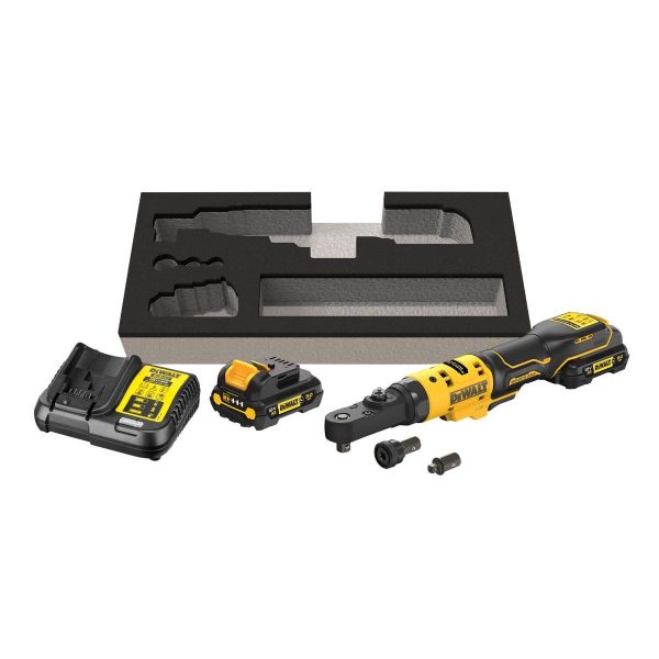 Clé à cliquet DEWALT XR 12V Brushless – Batteries 2 x 3.0Ah – Têtes interchangeables 1/4′, 3/8′ et porte-embout hexagonal 1/4′ – DCF500L2G-QW Clé à cliquet DEWALT XR 12V Brushless – Batteries 2 x 3.0Ah – Têtes interchangeables 1/4′, 3/8′ et porte-embout hexagonal 1/4′ – DCF500L2G-QW