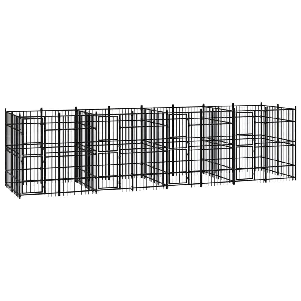 Chenil d'extérieur pour chiens Acier 14,75 m² vidaXL 3098012
