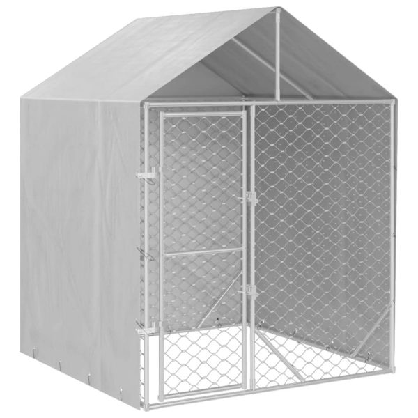 Chenil d’extérieur – Cage d’extérieur – Chenil de jardin pour chiens avec toit argenté 2x2x2,5 m