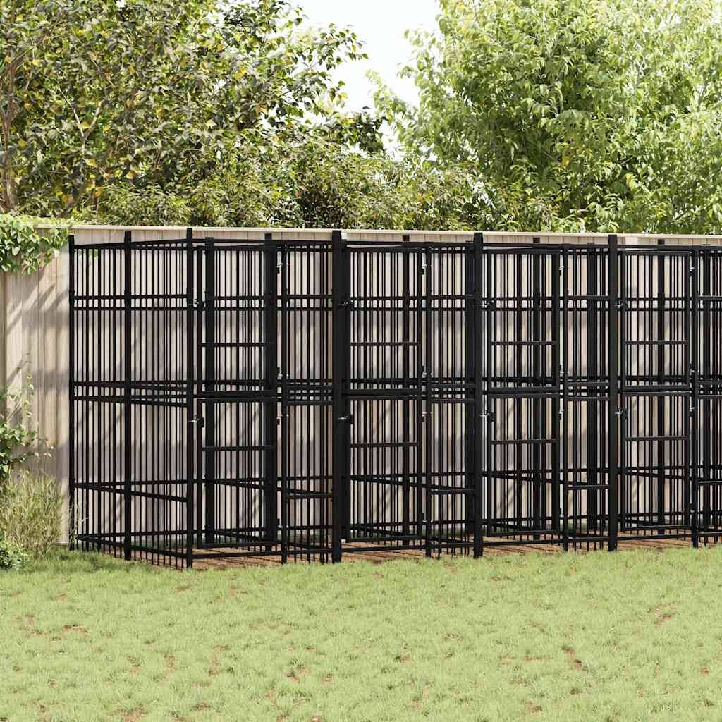 Chenil d'extérieur pour chiens Acier 12,9 m² vidaXL 3097942